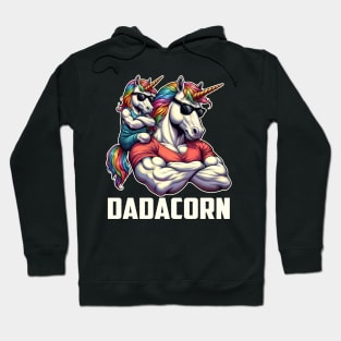 Dadacorn Unicorn Dad and Baby Christmas Papa Father's Day Hoodie